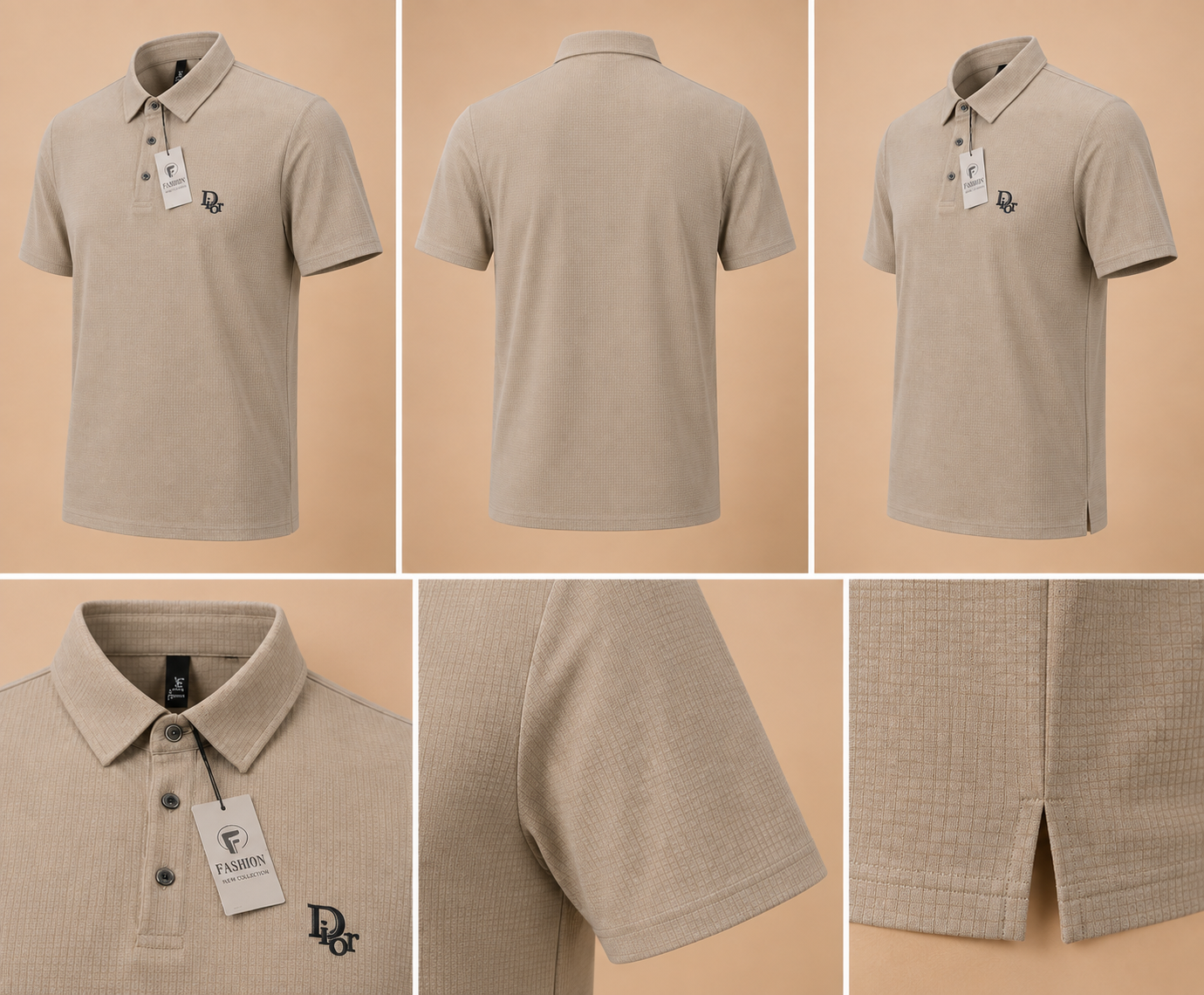 China Fabric Polo Shirt – Beige | Premium Textured Cotton Polo for Men