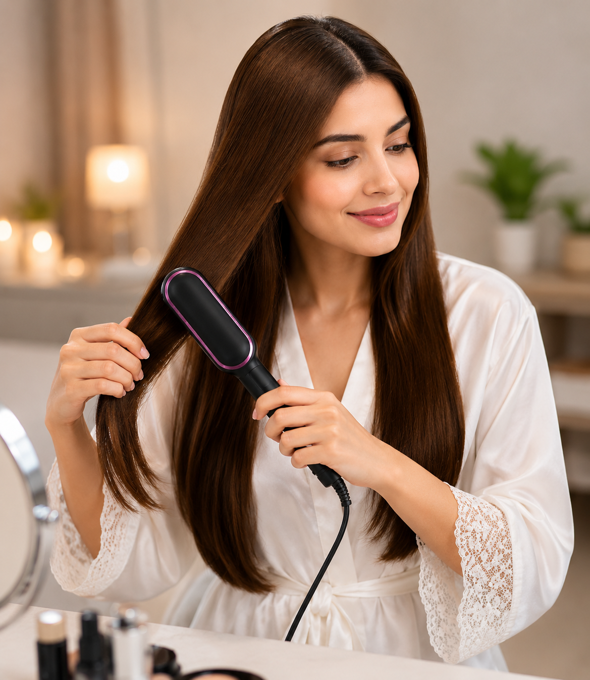 2-in-1 Electric Hair Straightener Comb