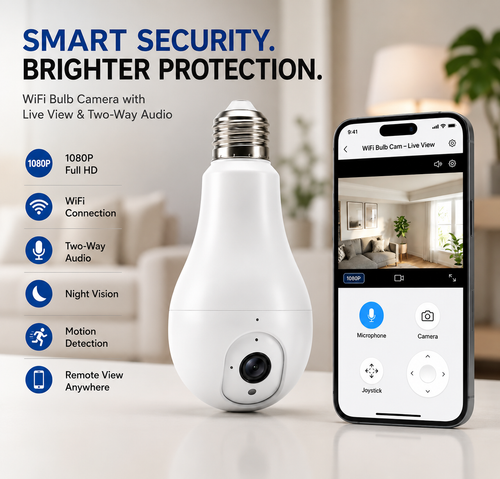 1080P Full HD Wifi Bulb Camera - Smart Security Camera for Home