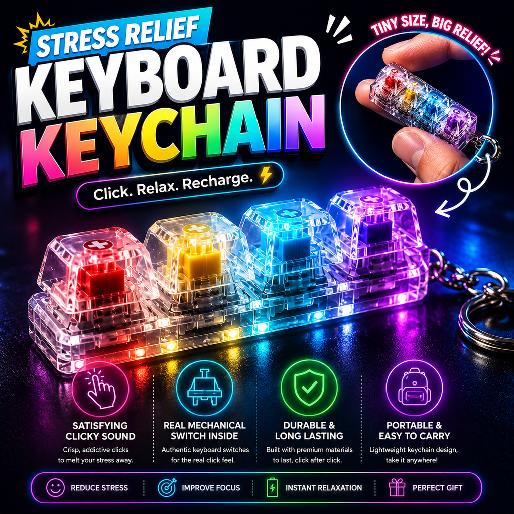 Keyboard Fidget Stress Relief Keychain