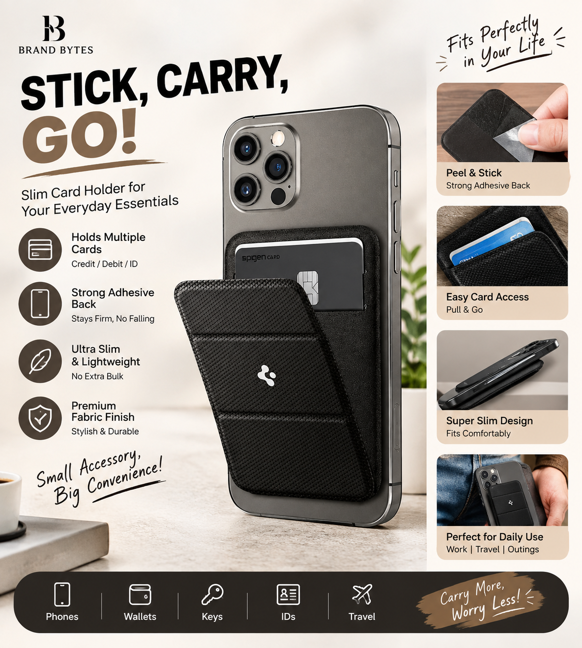 Magnetic Phone Card Holder